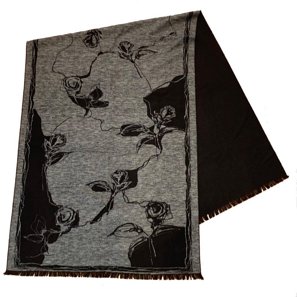 🎁 LARGE 100% SILK Pashmina Scarf (Reverses to all black) GREAT GIFT!